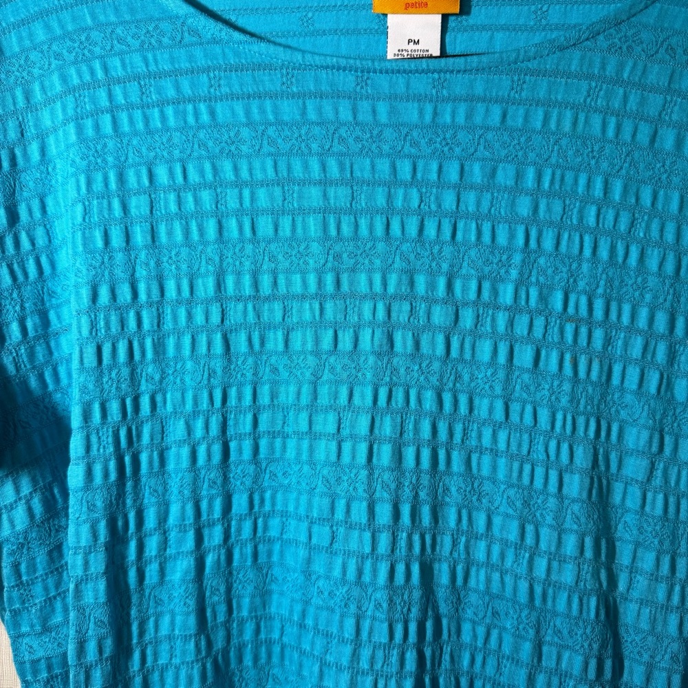Ruby Rd. Turquoise crinkle Short Sleeve Top - Picture 3 of 7
